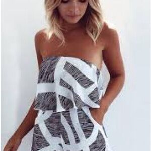 Ecowish Black and White Striped Romper